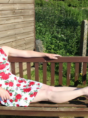 Hot British mature playing in her garden